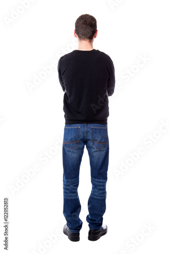 back view of full length man isolated on white