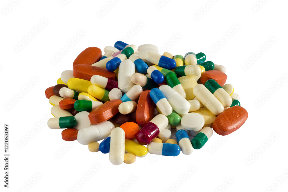 Sorted prescription drugs in white background Sorted prescription drugs in white background