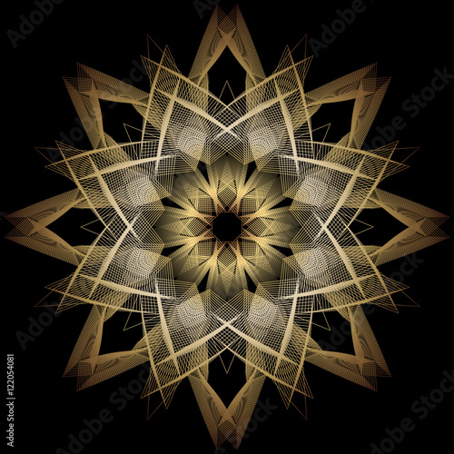 vector gold openwork lace pattern, sunflower