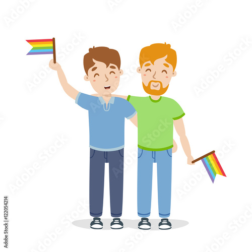 vector gay couple flat illustration
