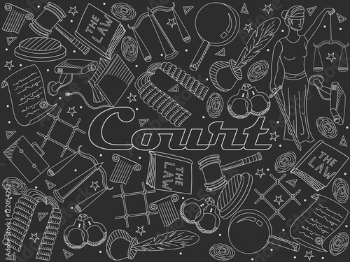 Set law and justice vector chalky