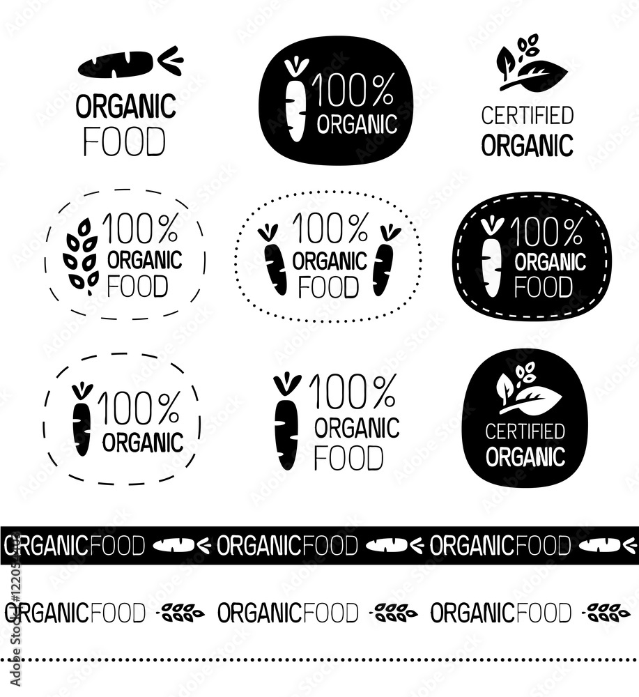 vector organic food signs