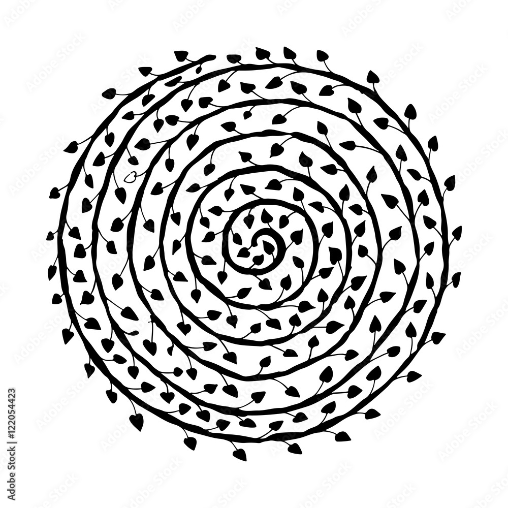 Floral spiral ornament, hand drawn sketch for your design Floral spiral ornament, hand drawn sketch for your design