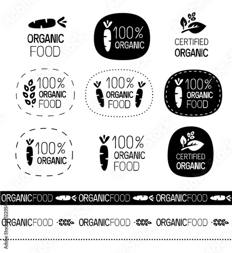 vector organic food signs
