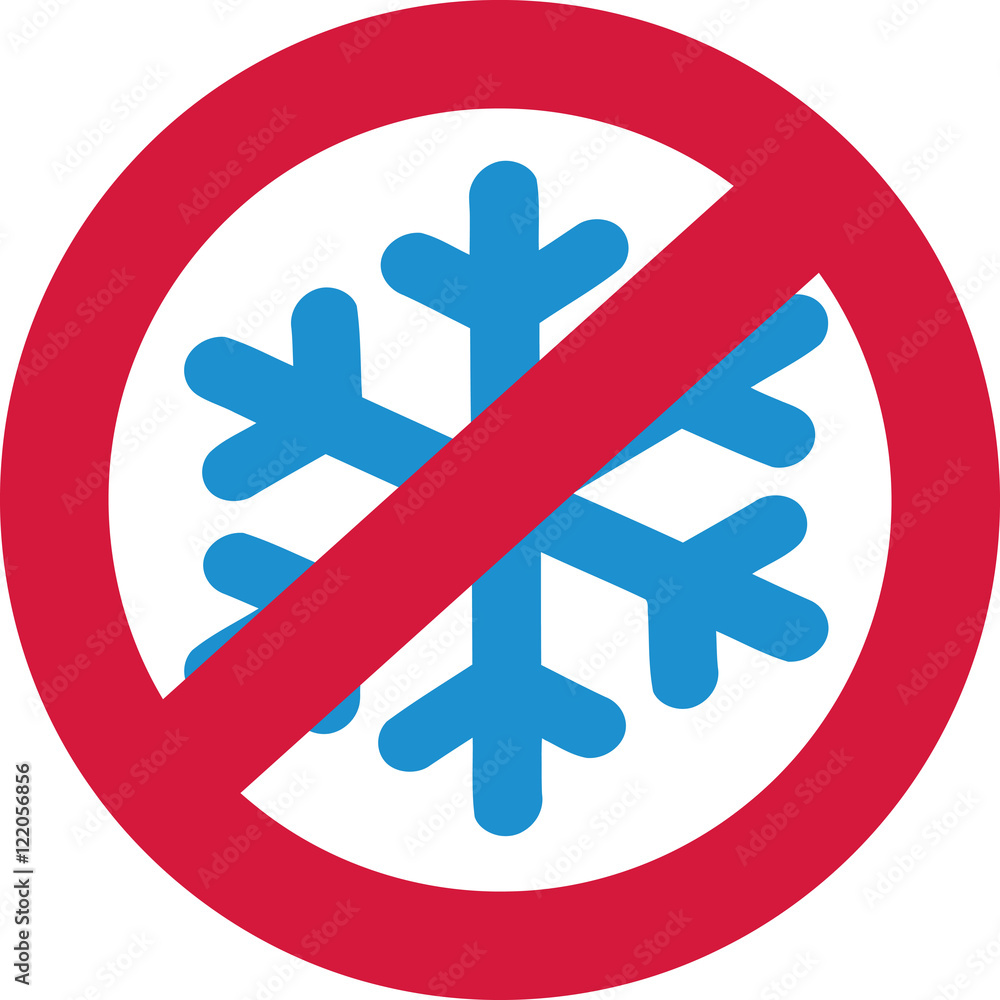 Snow forbidden - snowflake in a ban sign Snow forbidden - snowflake in a ban sign