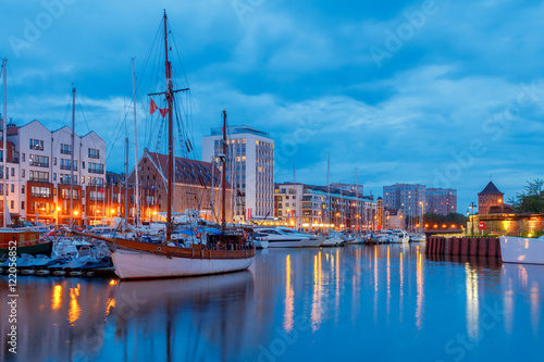 Gdansk. Central embankment at night.