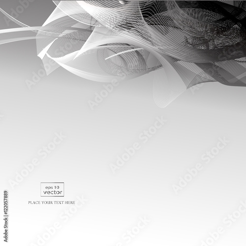 Abstract background of wavy lines with a monochrome gradient