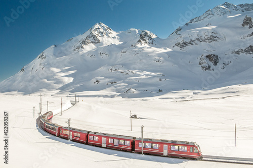 Red train in switzerland photo