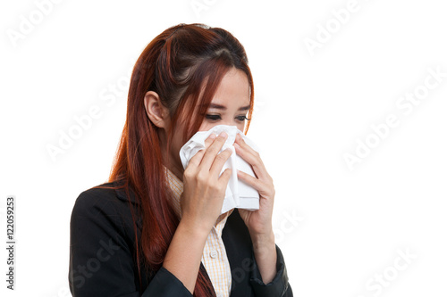 Young Asian woman got sick and flu.