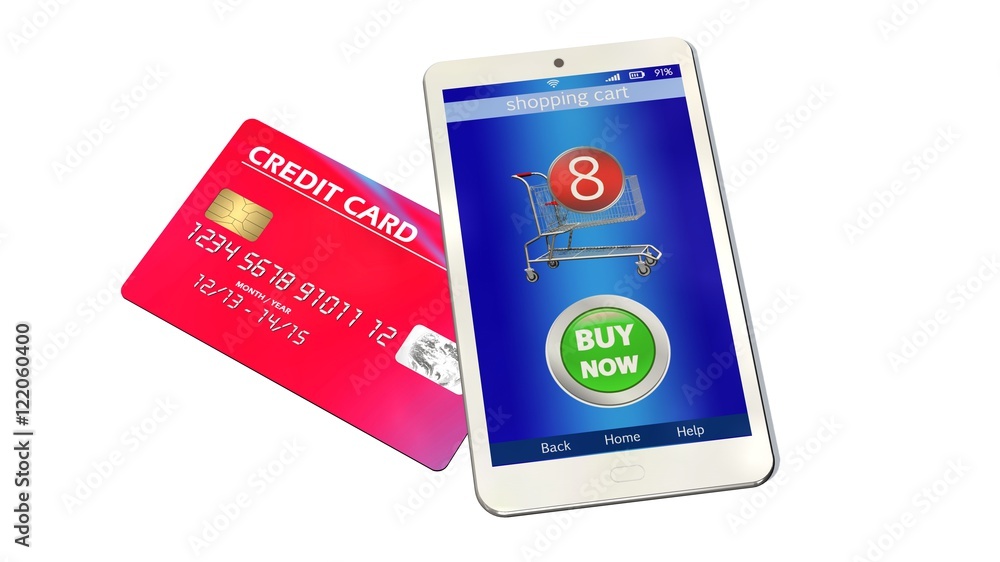 Smart phone with credit Card - mobile payment concept Smart phone with credit Card - mobile payment concept