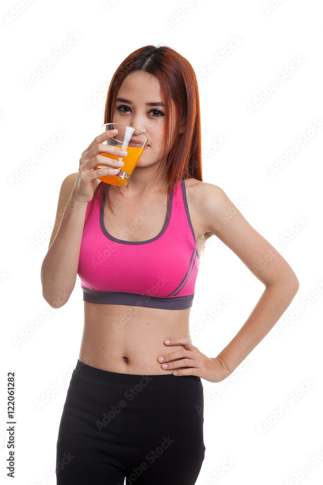 Beautiful Asian healthy girl drinking orange juice. Beautiful Asian healthy girl drinking orange juice.