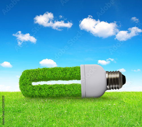 Eco light bulb in grass - green energy concept