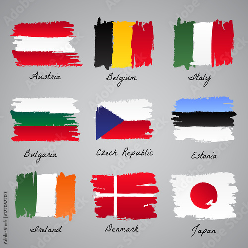 Hand-painted nation flag collection