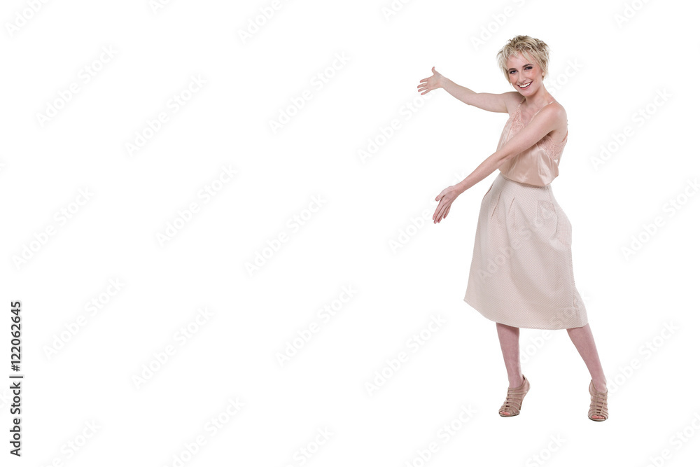 Naklejka premium Blonde Woman Presenting