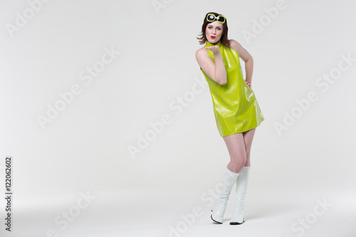 Girl Blowing Kiss in Green Dress