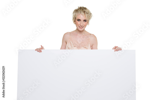 Blonde Holding Blank Sign