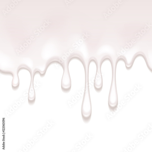 Yogurt drips. Seamless horizontal border.