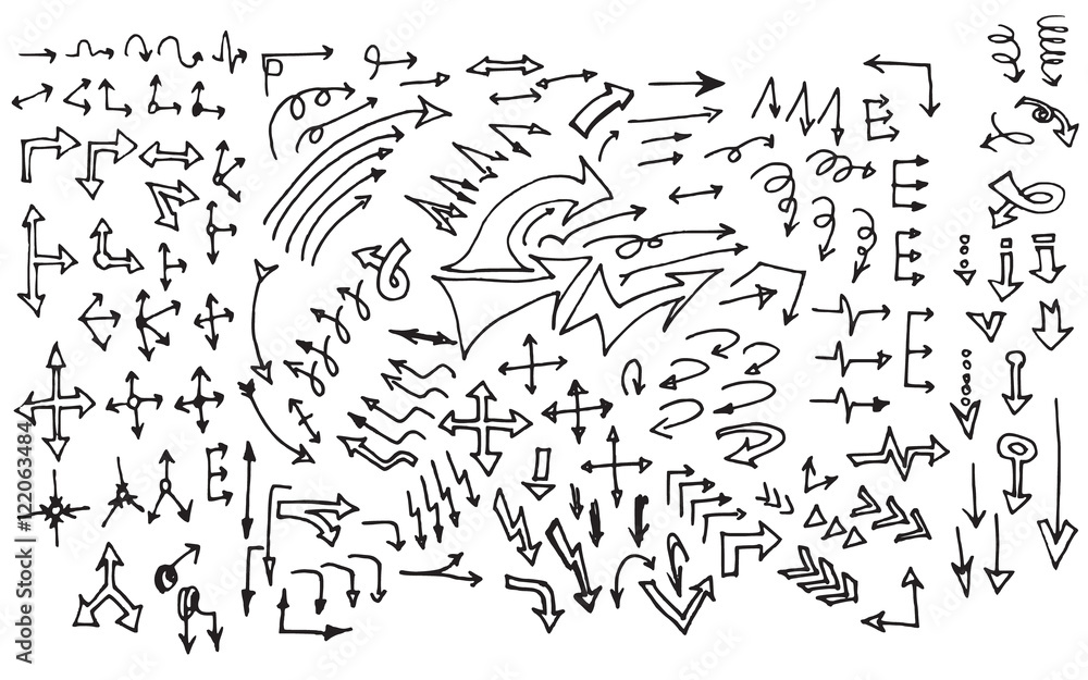 Obraz premium Vector hand drawn arrows set eps10