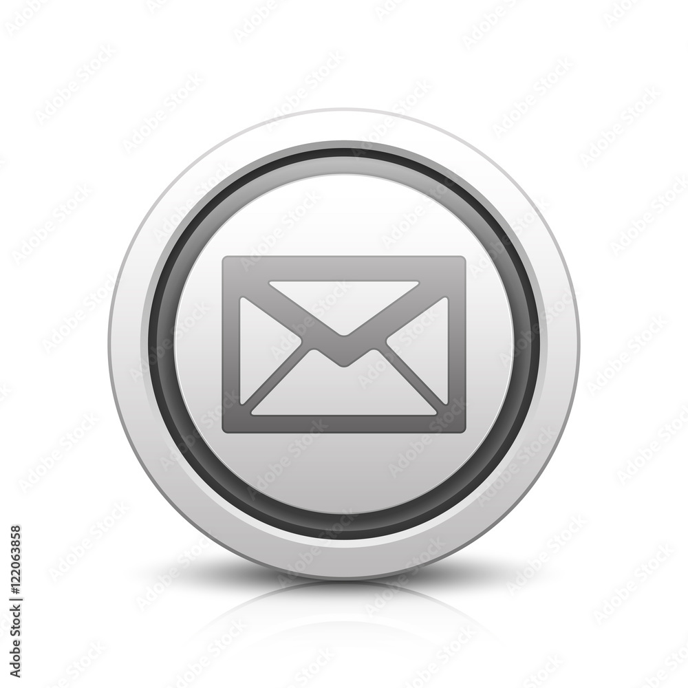 Envelope – Light gray button with reflection & black