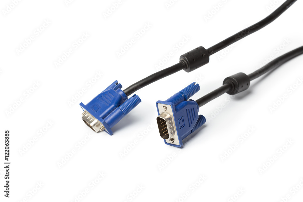 VGA tech pc input cable connector isolated on white background VGA tech pc input cable connector isolated on white background