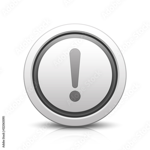 Exclamation mark – Light gray button with reflection & black
