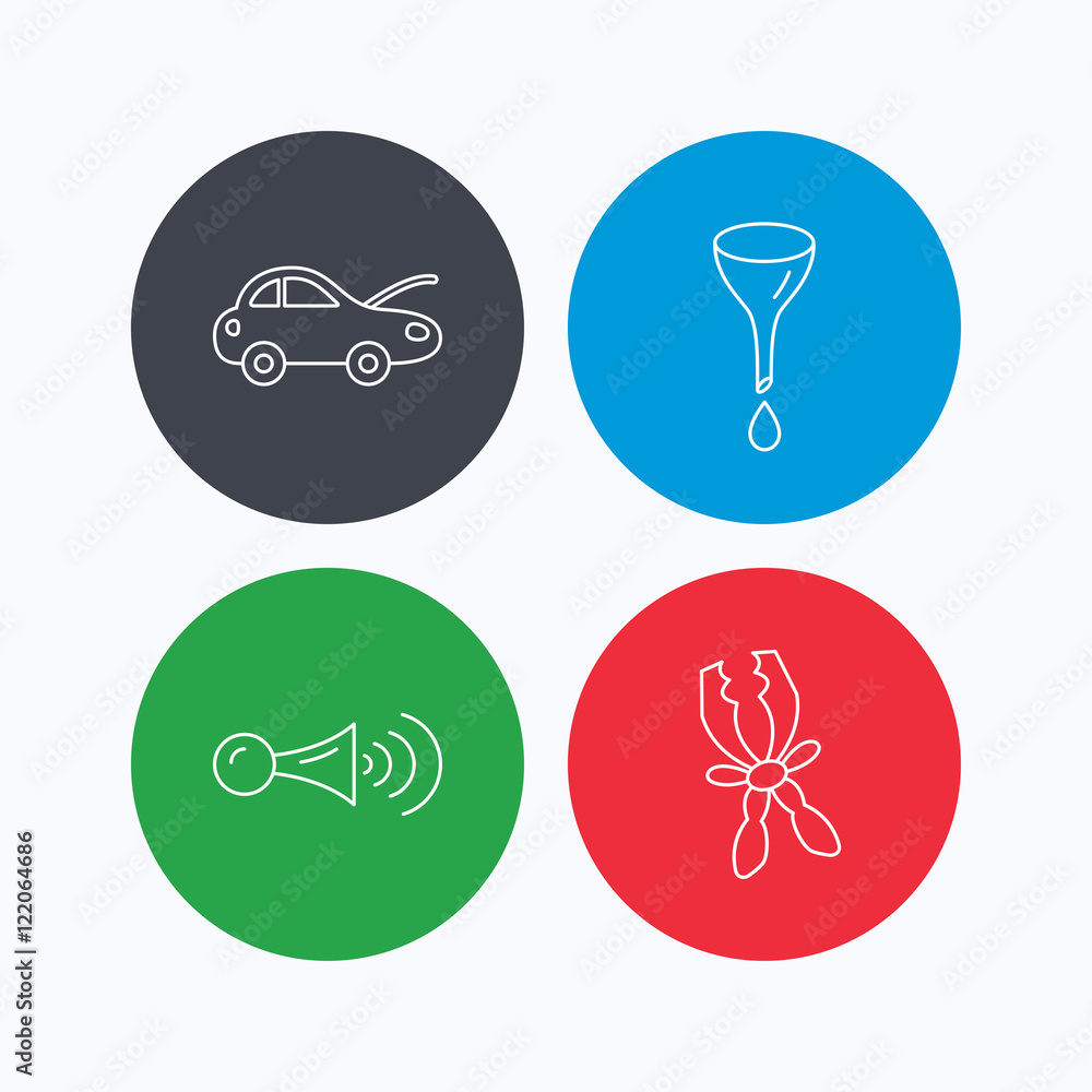 Car repair, oil change and signal icons. Car repair, oil change and signal icons.