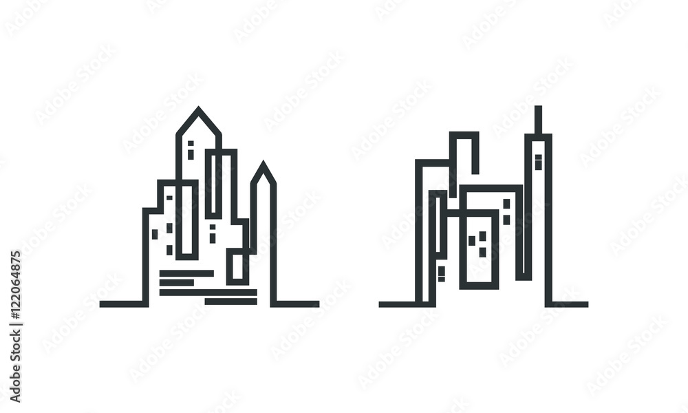 modern and simple City line art logo illustration