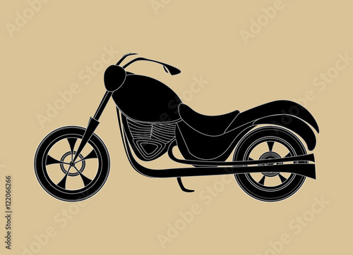 Vector motorcycle icon, transport background, "handdrawn on the old grey paper" effect