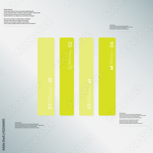 Rectangle illustration template consists of four green parts on light-blue background