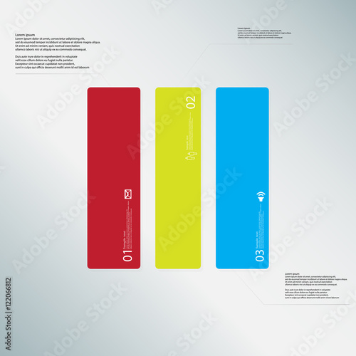 Rectangle illustration template consists of three color parts on light-blue background
