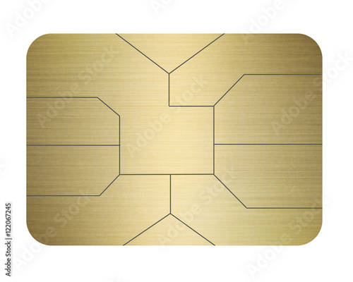  credit card chip gold isolated on white photo
