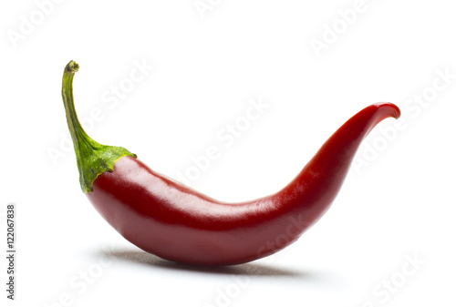 Fotografie red chili or chilli cayenne pepper isolated on white background cutout