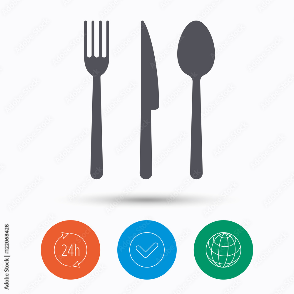 Fork, knife and spoon icons. Cutlery sign. Fork, knife and spoon icons. Cutlery sign.
