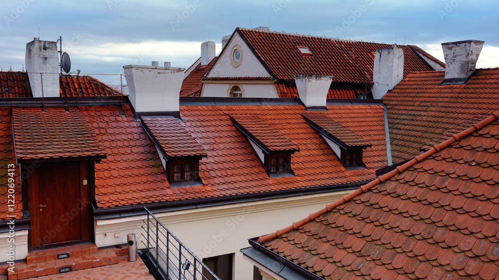 Fototapeta premium Roof tile over blue sky