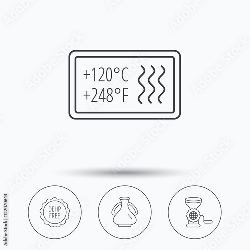 Meat grinder, vase and heat-resistant icons.