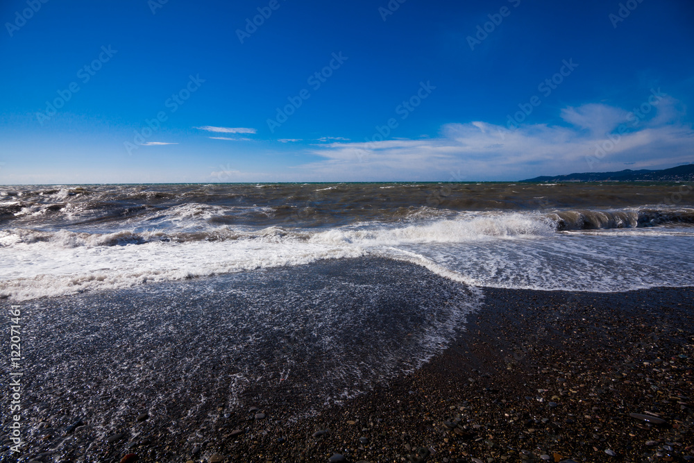 Obraz premium Background waves of the sea. Beautiful waves