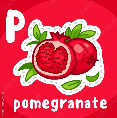 pomegranate image with the letter