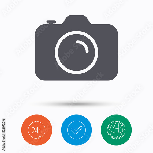 Camera icon. Professional photocamera sign.