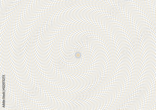 Guilloche vector spiral background grid with rosette in center.