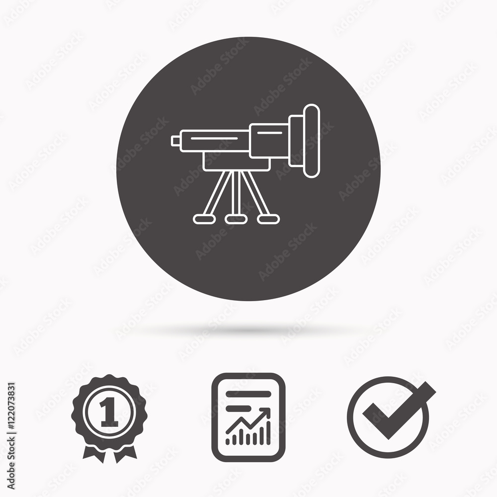 Telescope icon. Spyglass sign. Telescope icon. Spyglass sign.