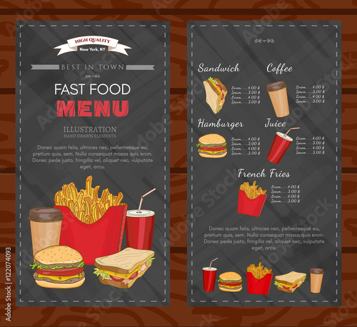 Fast food cover design template fast food menu vector