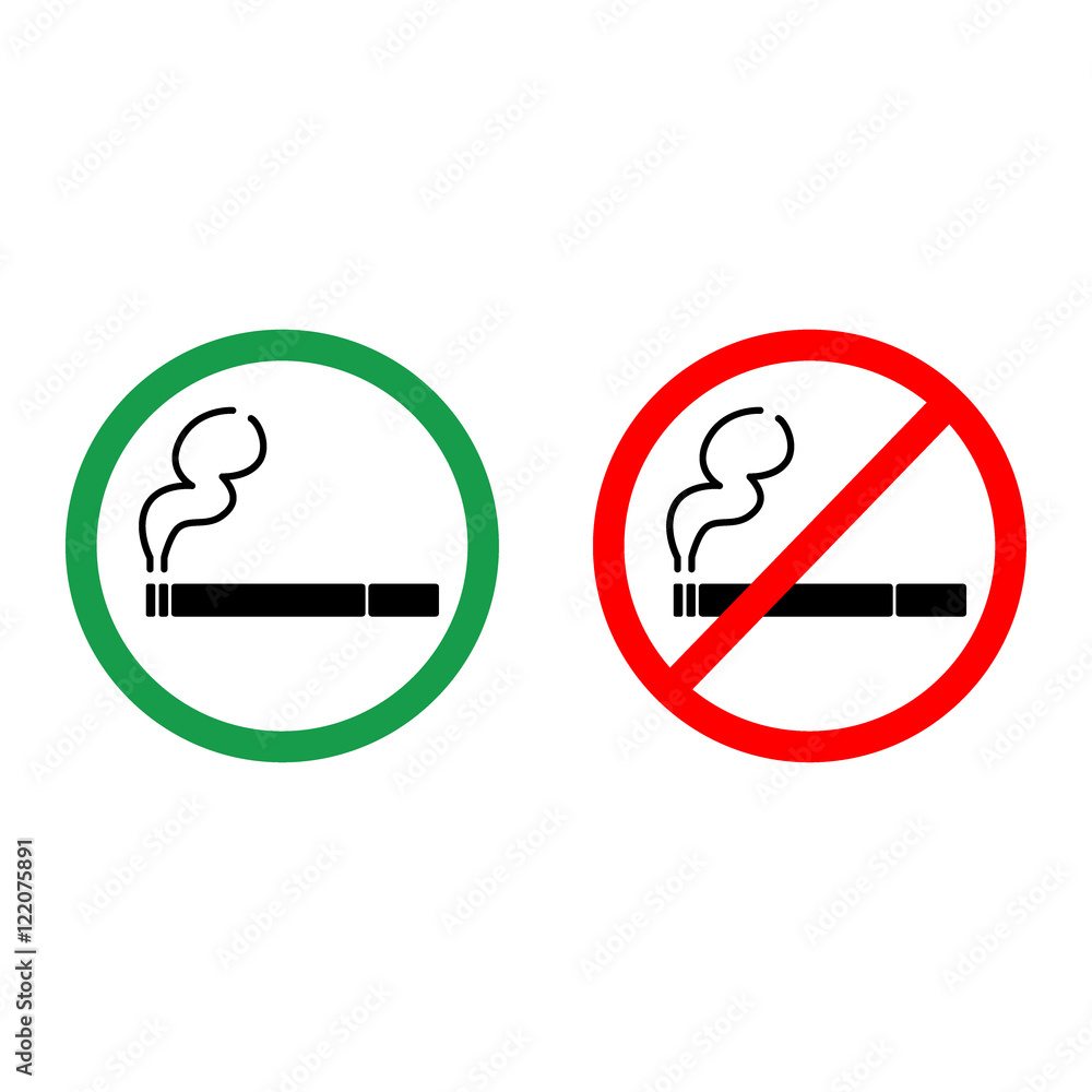 No smoking and smoking area signs No smoking and smoking area signs