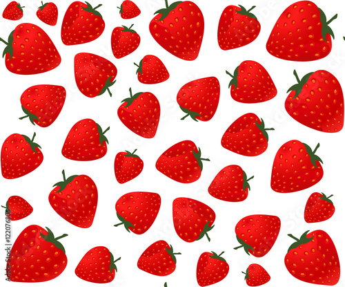Food and drink vector seamless pattern with strawberries