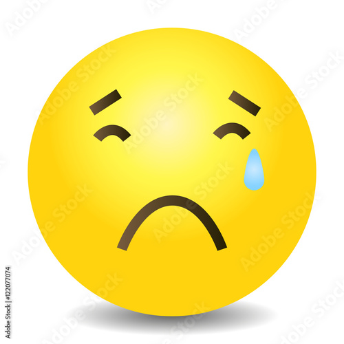 Vector Single Yellow Emoticon - Crying Face