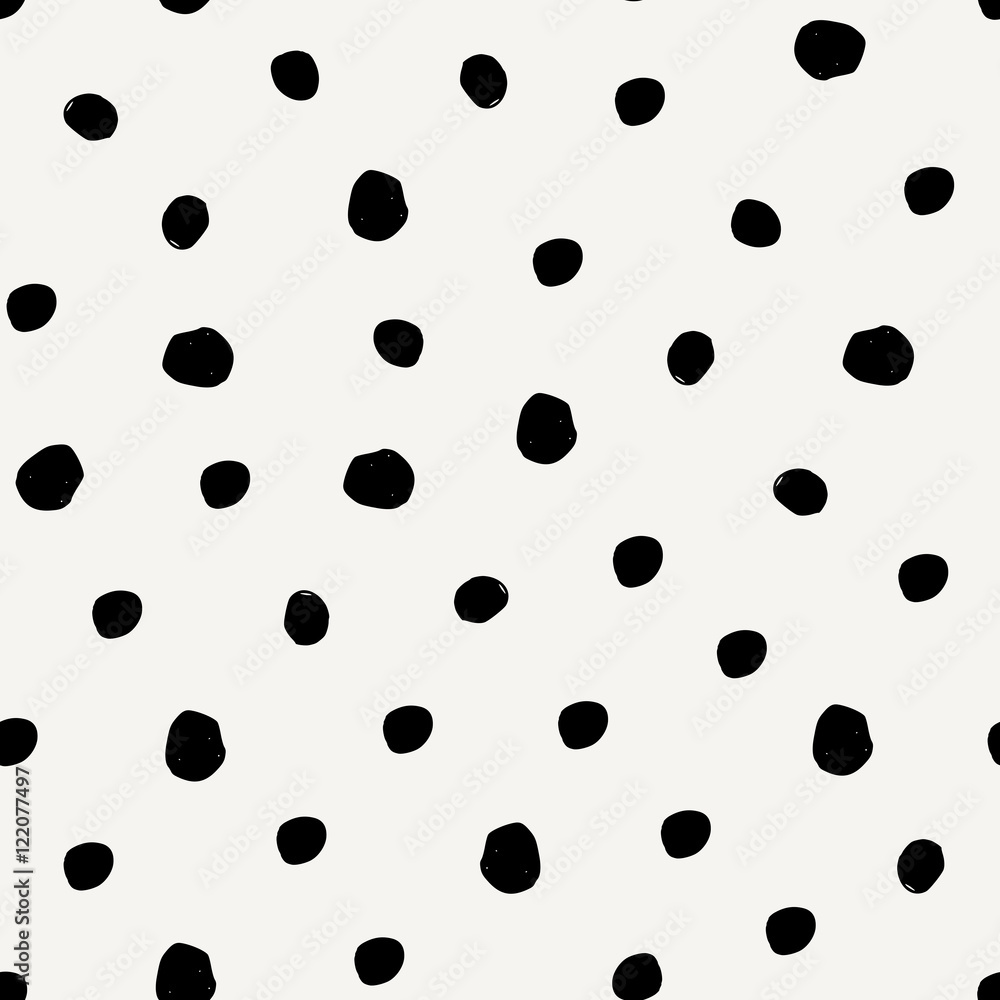Seamless pattern with hand drawn dots in black on cream background. Seamless pattern with hand drawn dots in black on cream background.