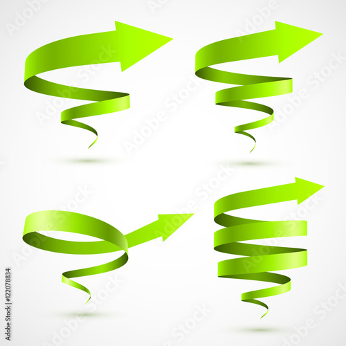 Set of green spiral arrows