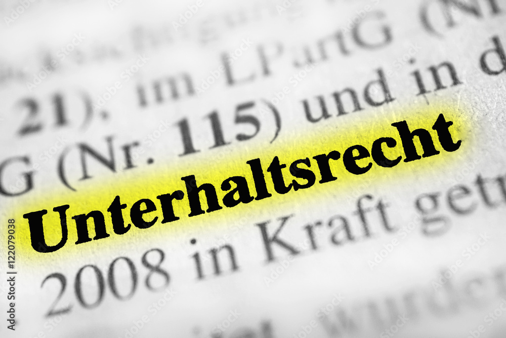 Fototapeta premium Unterhaltsrecht - gelb markiert