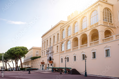 Princely Palace of Monaco on the sunset on the french riviera