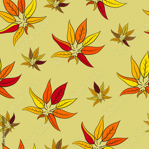 Autumn leaves seamless vector pattern, texture for background, textile, wallpaper and other