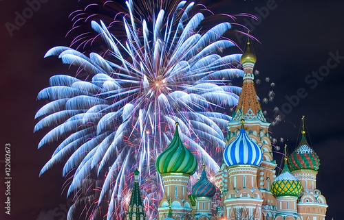 Canvas Print Red square firework